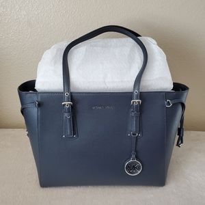 Michael Kors Voyager Medium Leather Tote Admiral